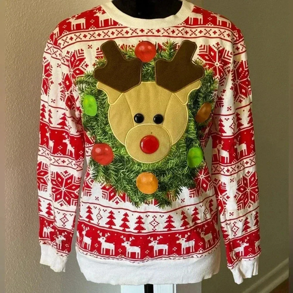 Rudolph the Red Nosed Reindeer “Ugly” Sweater Contest Entrant - Picture 1 of 9